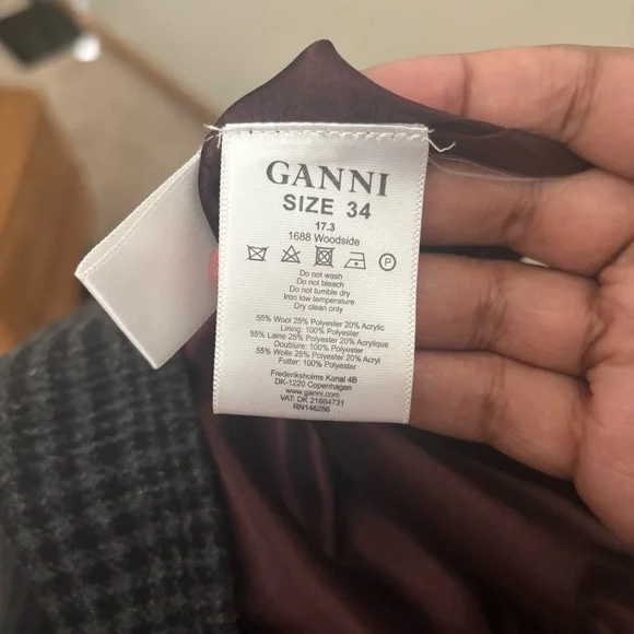 Ganni Woolside Wool Slip Dress Ebony Melange  size 34 NWOT - Picture 6 of 7